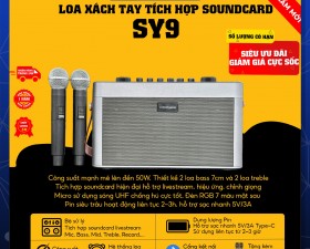 Loa Tích Hợp SoundCard SY9 - 2 Micro, Live Stream, Karaoke, Chơi Nhạc Cực Sướng, BH 12 Tháng