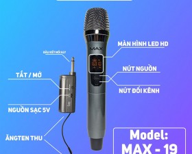 Micro không dây MAX19 dùng cho loa kẹo kéo di động, amply karaoke