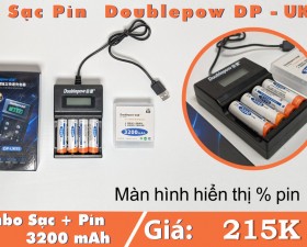 Combo bộ sạc UK95 + 4 pin 3200mAh Doublepow cao cấp