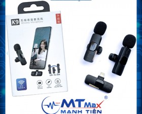 Micro không dây K9 khử tiếng ồn quay video vlog review sản phẩm kết nối Lightning iphone(2 mic)