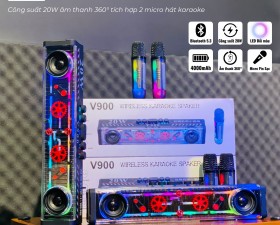 Loa Karaoke Bluetooth LED V900 Công Suất 15W Bluetooth 5.3 Nghe Nhạc, Karaoke Giải Trí, Decor