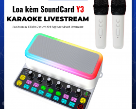 Loa Karaoke Mini Tích Hợp SoundCard Y3 Kèm 2 Micro Sử Dụng Livestream