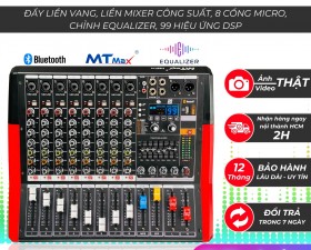 Mixer MTMAX F88Pro Đẩy Liền Vang Liền Mixer Công Suất 8 Cổng Micro Chỉnh Equalizer 99 Hiệu Ứng DSP