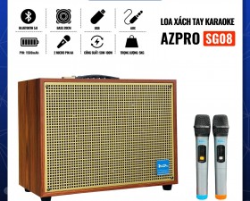 Loa Xách Tay Di Động Karaoke AZPro SG08 Bass20 Âm Thanh Chắc Chắn Kèm 2 Micro