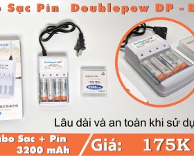 Combo 4 pin sạc AA 3200mAh và bộ sạc DP-B02 thương hiệu Doublepow cao cấp