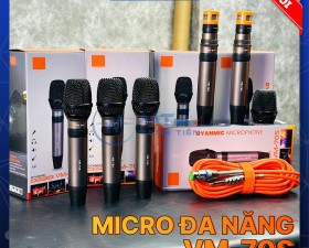 Micro Karaoke Có Dây - Mic Karaoke VM-70S Chất Âm Dày Dặn Nhẹ Siêu Sáng - Chống Hú, Chống Nhiễu