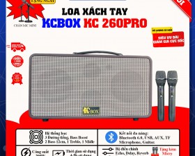 KCBox KC260Pro - Loa Xách Tay Karaoke Cao Cấp, Tặng Kèm Micro Không Dây Cao Cấp Và Chân Micro Mini.