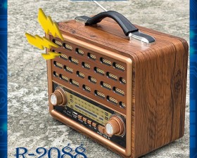 Đài FM R-2088 thiết kế vân gỗ hiện đại  âm thanh hay to rõ hỗ trợ Bluetooh thẻ nhớ